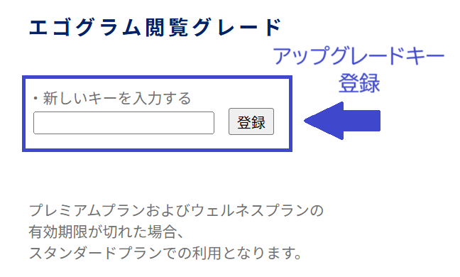 アップグレードキー入力方法